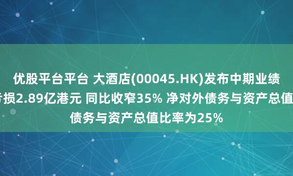 优股平台平台 大酒店(00045.HK)发布中期业绩 股东应占亏损2.89亿港元 同比收窄35% 净对外债务与资产总值比率为25%