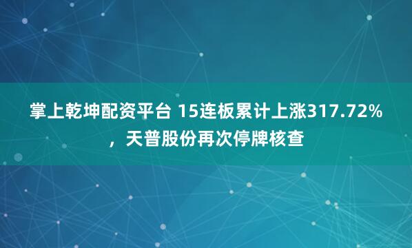 掌上乾坤配资平台 15连板累计上涨317.72%，天普股份再次停牌核查