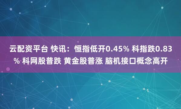 云配资平台 快讯：恒指低开0.45% 科指跌0.83% 科网股普跌 黄金股普涨 脑机接口概念高开