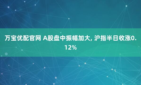 万宝优配官网 A股盘中振幅加大, 沪指半日收涨0.12%